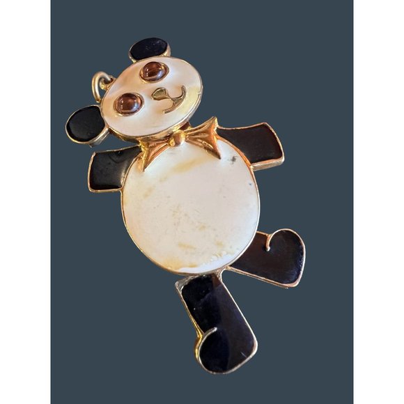 Vintage Art Panda Bear Pendant Charm Dangle Moving Dancing - Picture 13 of 14